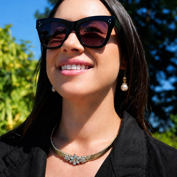 Load image into Gallery viewer, Olivia Riegel Crystal Flower Collar Necklace