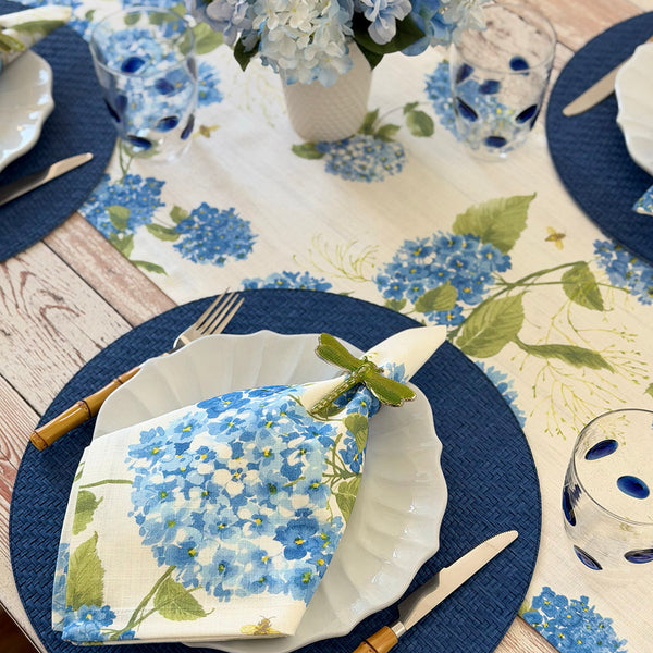 Load image into Gallery viewer, Bodrum Linens Hydrangea Blue Napkin - Linen Napkins - Set of 4