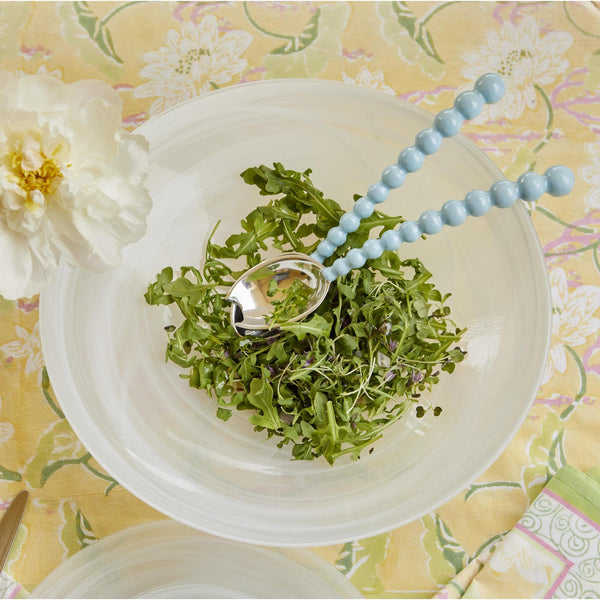 Load image into Gallery viewer, Mariposa Pearled Aqua Salad Servers