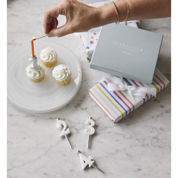 Load image into Gallery viewer, Mariposa White Number Candle Holder Set, 10