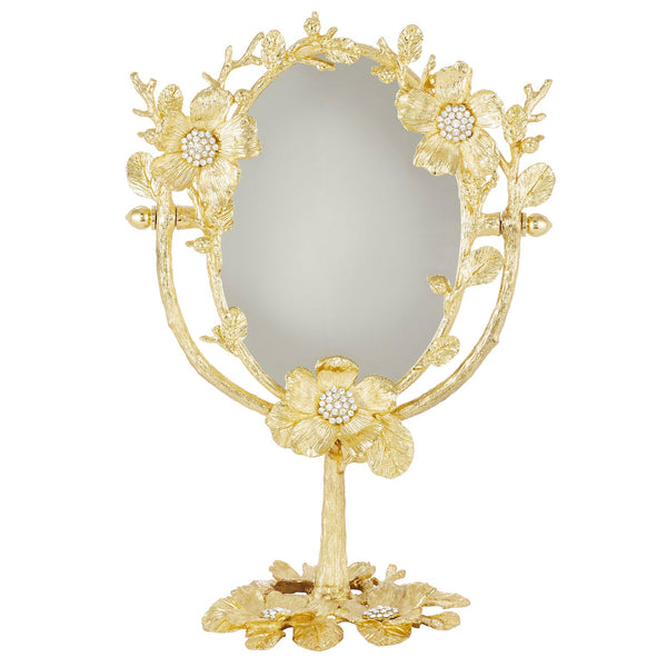 Load image into Gallery viewer, Olivia Riegel Gold Botanica Magnified Standing Mirror
