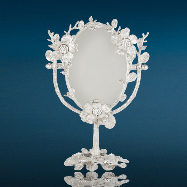 Load image into Gallery viewer, Olivia Riegel Silver Botanica Magnified Standing Mirror
