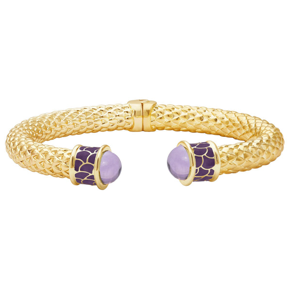 Load image into Gallery viewer, Halcyon Days Minoan Torque Amethyst & Gold Bangle