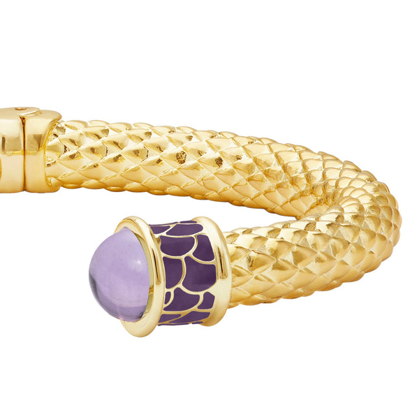 Load image into Gallery viewer, Halcyon Days Minoan Torque Amethyst & Gold Bangle