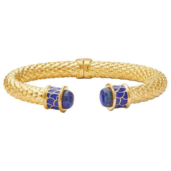 Load image into Gallery viewer, Halcyon Days Minoan Torque Cobalt & Gold Bangle
