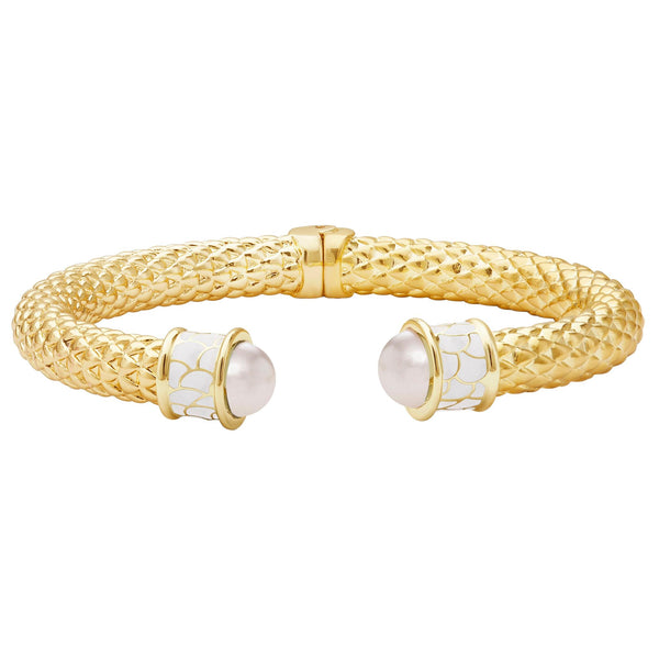 Load image into Gallery viewer, Halcyon Days Minoan Torque Pearl & Gold Bangle