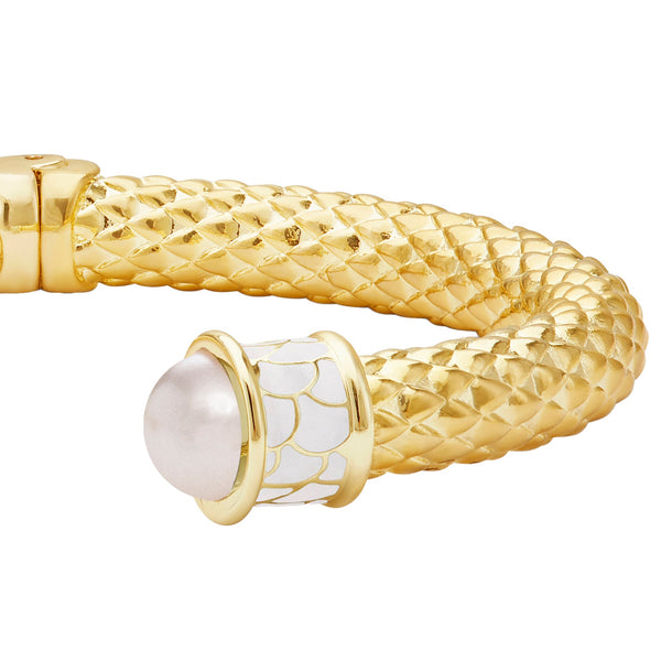 Load image into Gallery viewer, Halcyon Days Minoan Torque Pearl & Gold Bangle