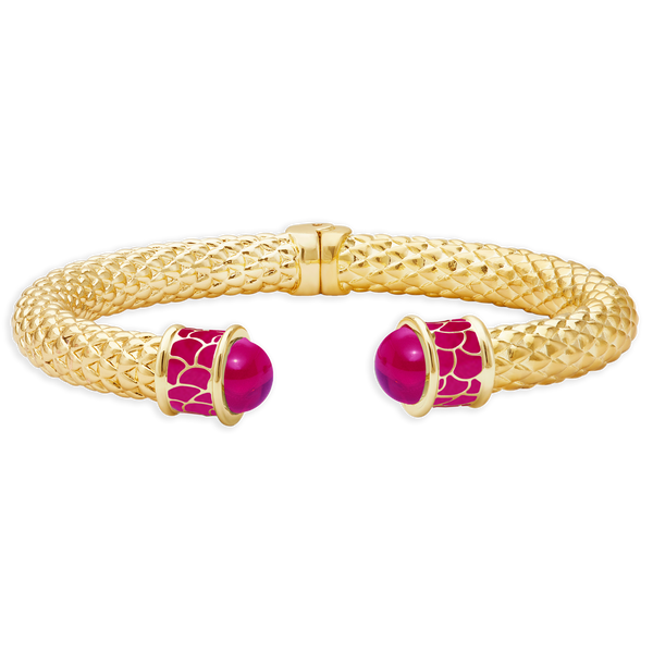 Load image into Gallery viewer, Halcyon Days Minoan Torque Hinged Bangle in Pink Tourmaline & Gold