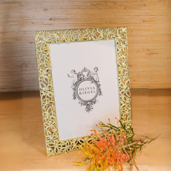 Load image into Gallery viewer, Olivia Riegel Gold Papillon with Jonquil Crystals 5" x 7" Frame