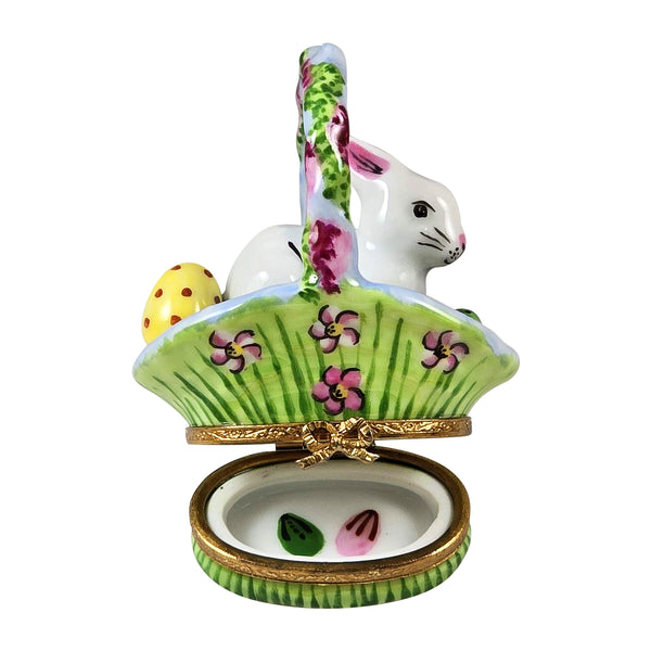 Load image into Gallery viewer, Rochard "White Rabbit in Basket Wisteria & Flowers" Limoges Box