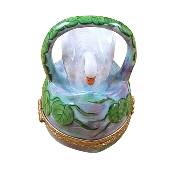 Load image into Gallery viewer, Rochard "Swan on Water Lily Basket" Limoges Box