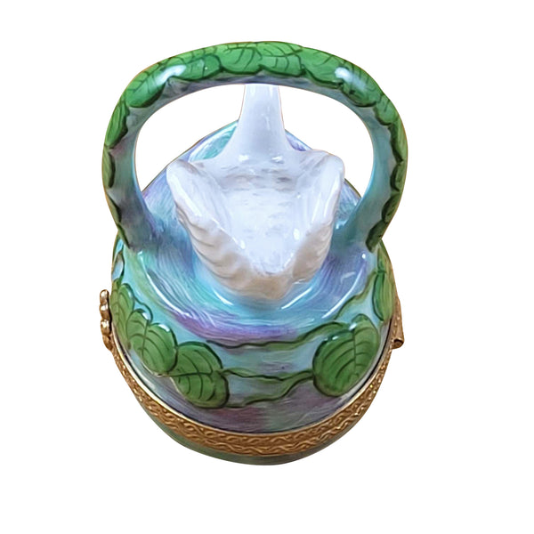 Load image into Gallery viewer, Rochard "Swan on Water Lily Basket" Limoges Box