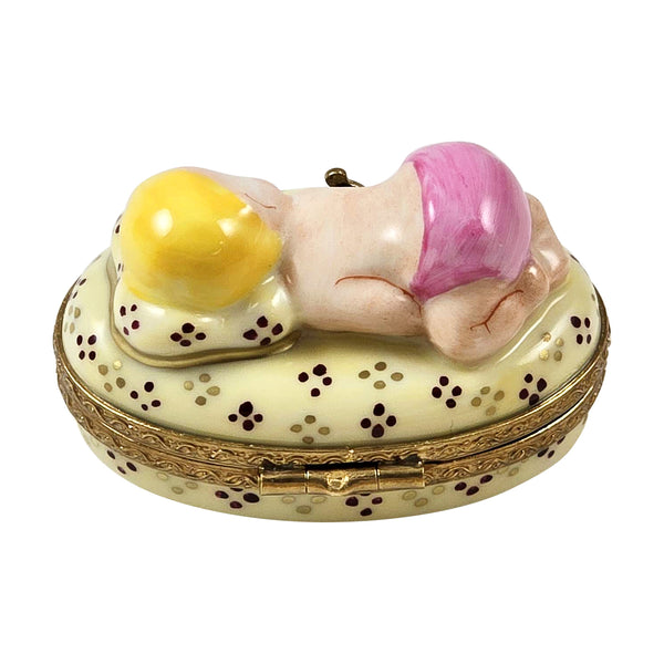 Load image into Gallery viewer, Rochard "Pink Baby Sleeping" Limoges Box