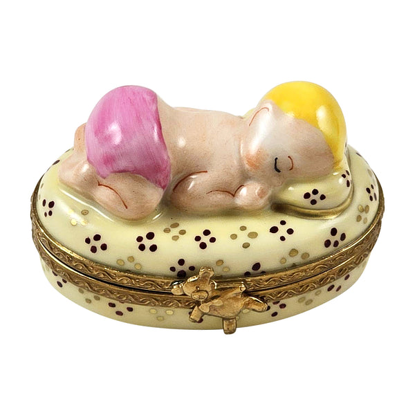 Load image into Gallery viewer, Rochard "Pink Baby Sleeping" Limoges Box