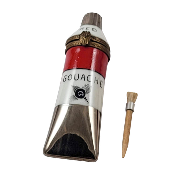 Load image into Gallery viewer, Red Paint Tube with Brush Limoges Box