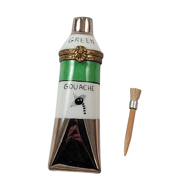 Load image into Gallery viewer, Green Paint Tube with Brush Limoges Box