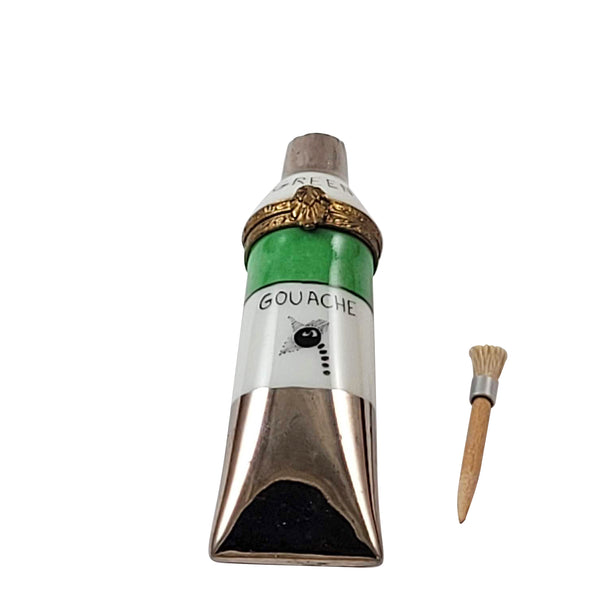Load image into Gallery viewer, Green Paint Tube with Brush Limoges Box