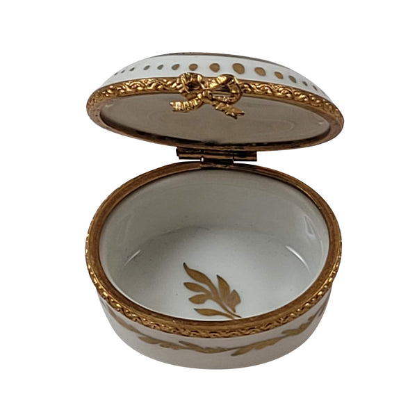 Load image into Gallery viewer, Oval with Gold & Flowers Limoges Box