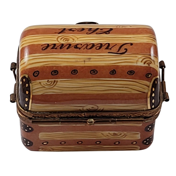 Load image into Gallery viewer, Treasure Chest Rounded with Gold Bar Limoges Box