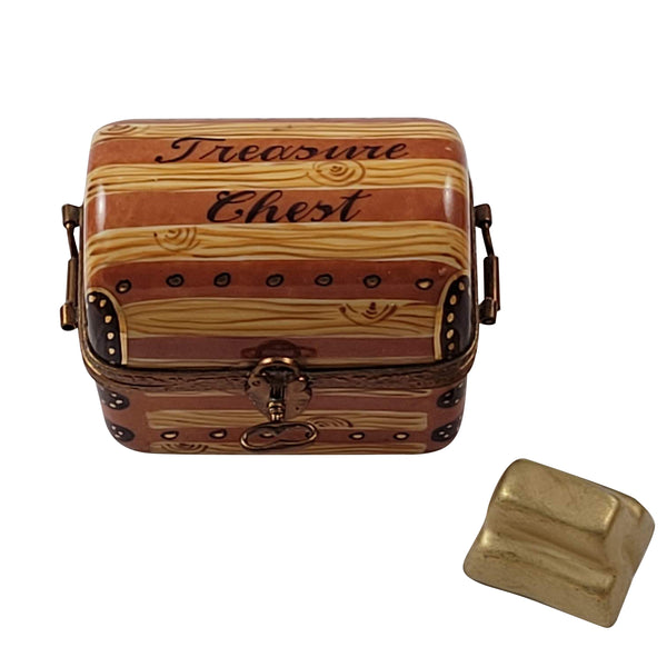 Load image into Gallery viewer, Treasure Chest Rounded with Gold Bar Limoges Box