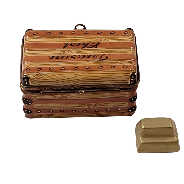 Load image into Gallery viewer, Treasure Chest Rectangular with Gold Bar Limoges Box