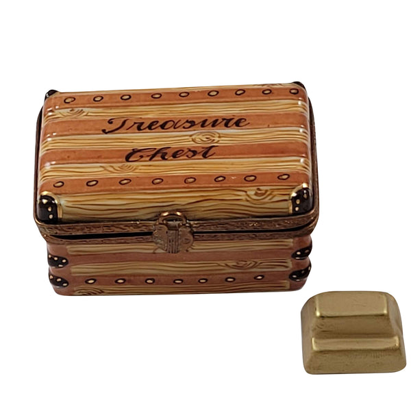 Load image into Gallery viewer, Treasure Chest Rectangular with Gold Bar Limoges Box