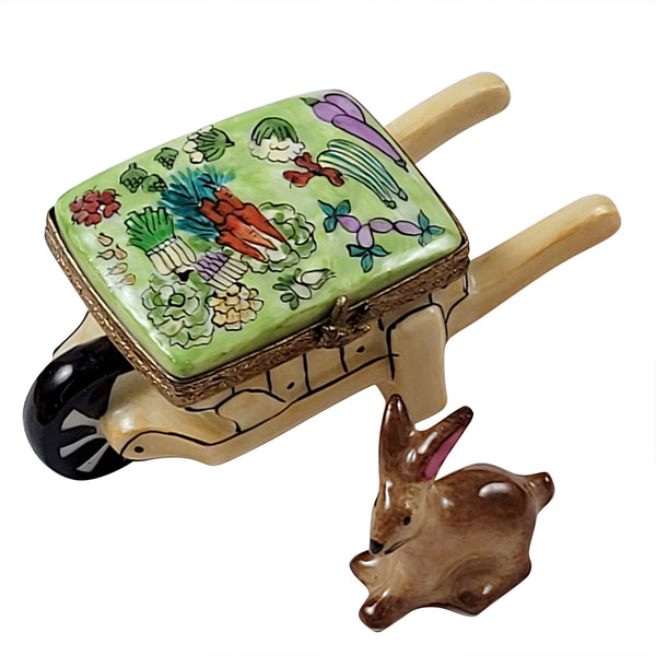 Load image into Gallery viewer, Floral Wheelbarrow with Bunny Limoges Box