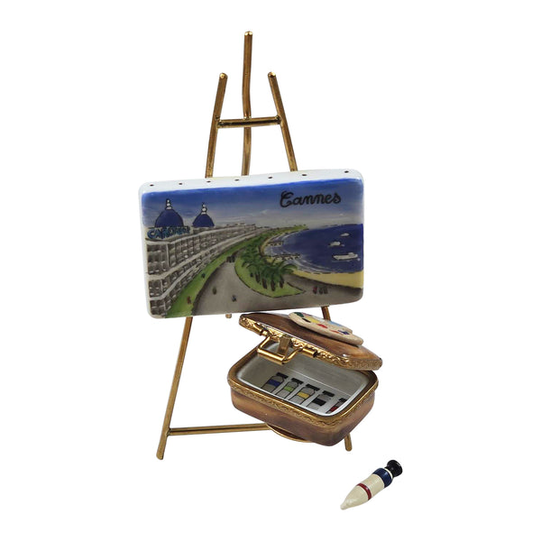 Load image into Gallery viewer, Easel with Cannes Painting and Removable Paint Tube Limoges Box