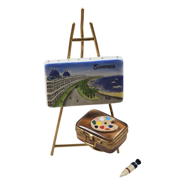 Load image into Gallery viewer, Easel with Cannes Painting and Removable Paint Tube Limoges Box