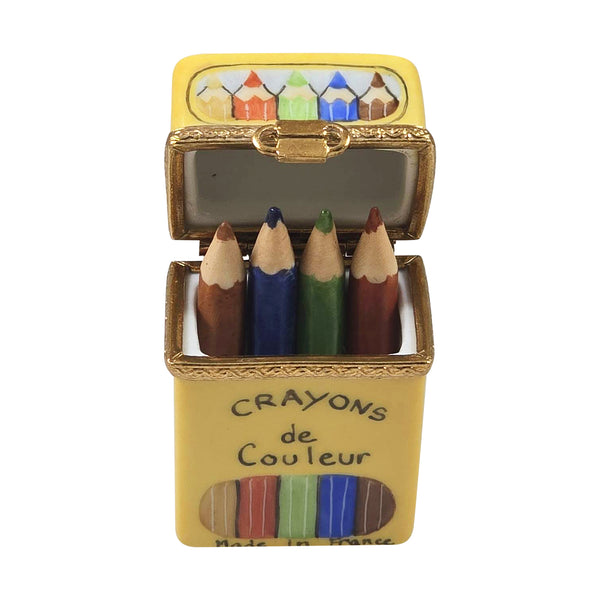 Load image into Gallery viewer, Crayon Box with Blue Top Limoges Box