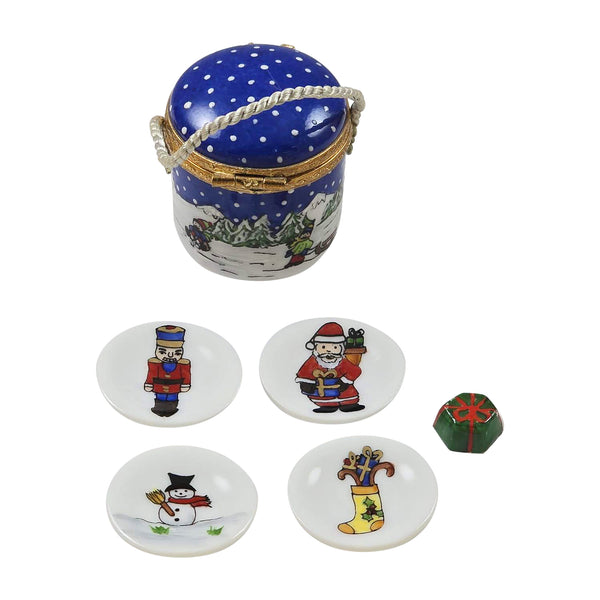 Load image into Gallery viewer, Holiday Basket with Plates and Cake Limoges Box