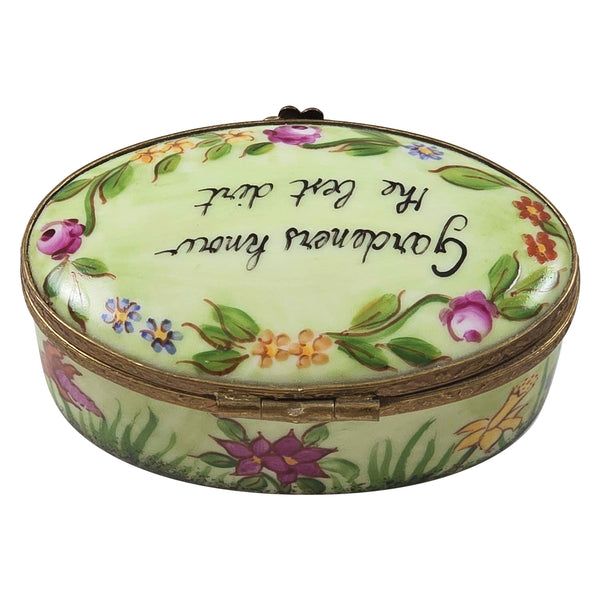 Load image into Gallery viewer, Gardeners Know The Best Dirt Oval Limoges Box