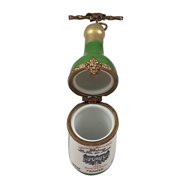 Load image into Gallery viewer, Wine Bottle with Brass Cork Screw Limoges Box