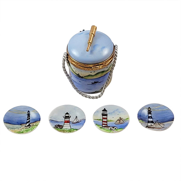 Load image into Gallery viewer, Round Lighthouse Basket with Plates Limoges Box