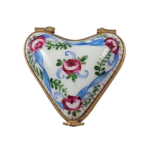 Load image into Gallery viewer, Small Heart with Blue Ribbon Limoges Box