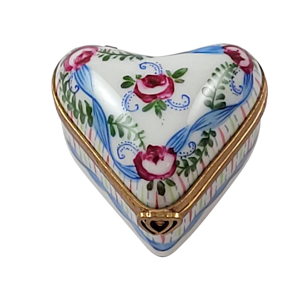 Load image into Gallery viewer, Small Heart with Blue Ribbon Limoges Box