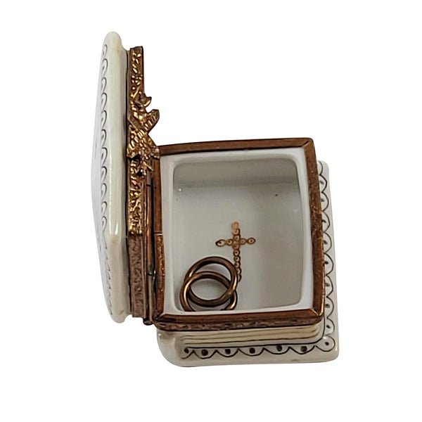 Load image into Gallery viewer, Daisy Cross Bible with Rings Limoges Box