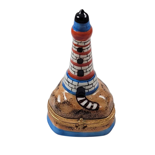 Load image into Gallery viewer, Red, White & Blue Lighthouse Limoges Box