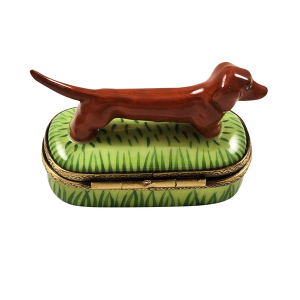 Load image into Gallery viewer, Rochard "Brown Dachshund" Limoges Box