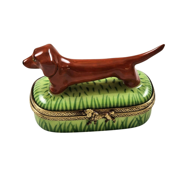 Load image into Gallery viewer, Rochard "Brown Dachshund" Limoges Box