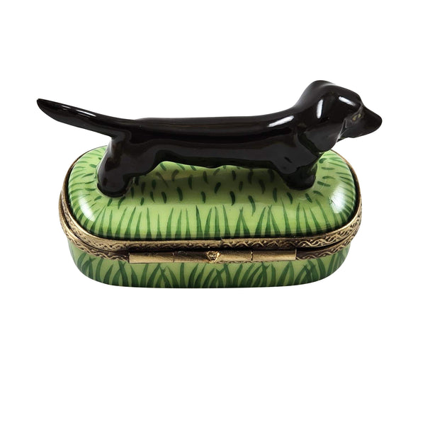 Load image into Gallery viewer, Rochard "Black Dachshund" Limoges Box