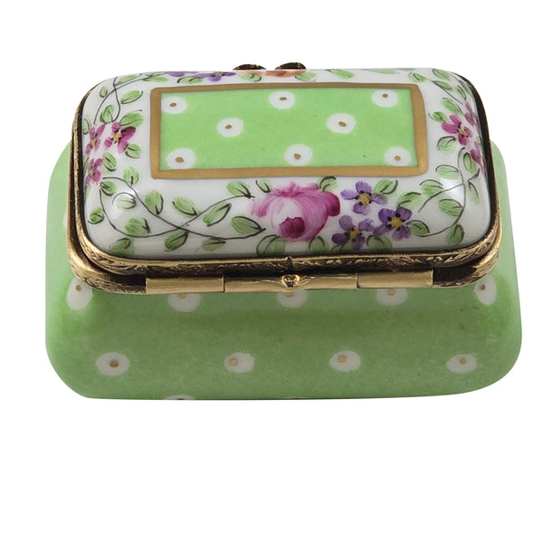 Load image into Gallery viewer, Rochard "Light Green Gold Dot Rectangular" Limoges Box