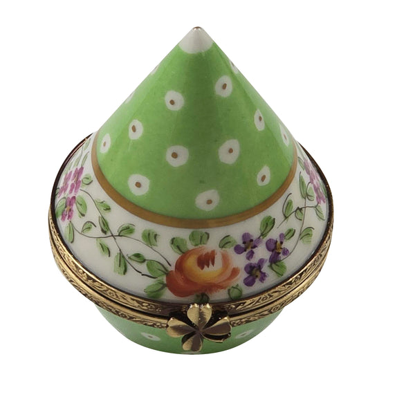 Load image into Gallery viewer, Rochard "Light Green Gold Dots Conical" Limoges Box