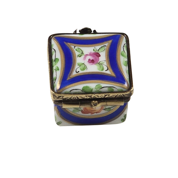 Load image into Gallery viewer, Rochard "Dark Blue/Rose & Gold Small Square" Limoges Box