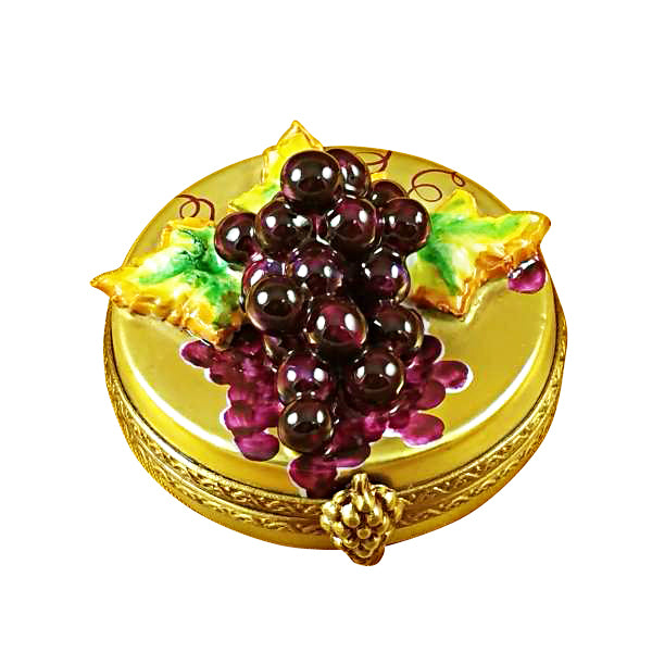 Load image into Gallery viewer, Rochard "Grapes on Gold Round" Limoges Box