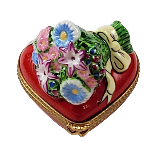Load image into Gallery viewer, Rochard "Red Heart with Bouquet Of Flowers" Limoges Box