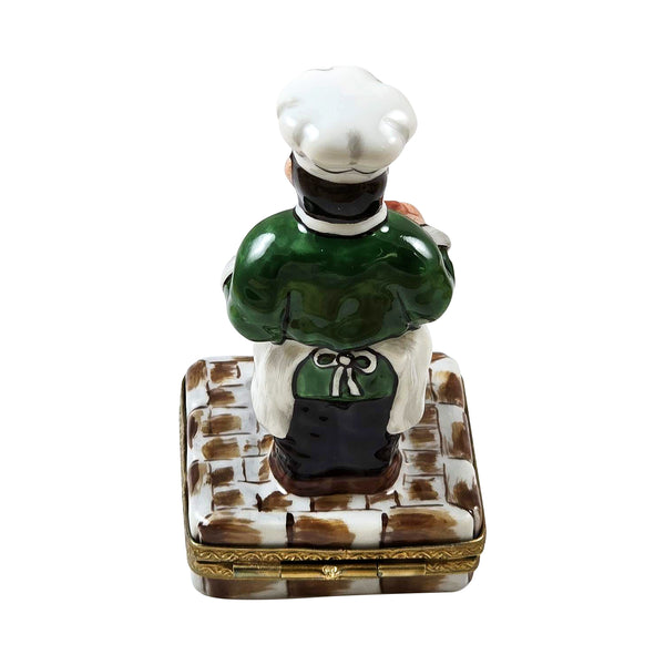 Load image into Gallery viewer, Rochard "French Chef Holding Fish with Menu Board" Limoges Box