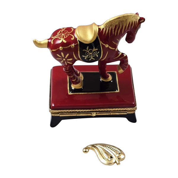 Load image into Gallery viewer, Rochard "Year Of The Horse 2026 with Removable Brass Leaf" Limoges Box