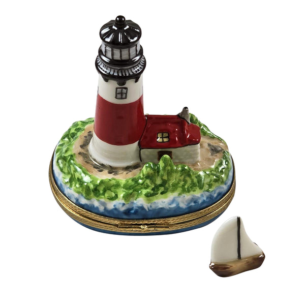 Load image into Gallery viewer, Rochard "Lighthouse with Boat" Limoges Box