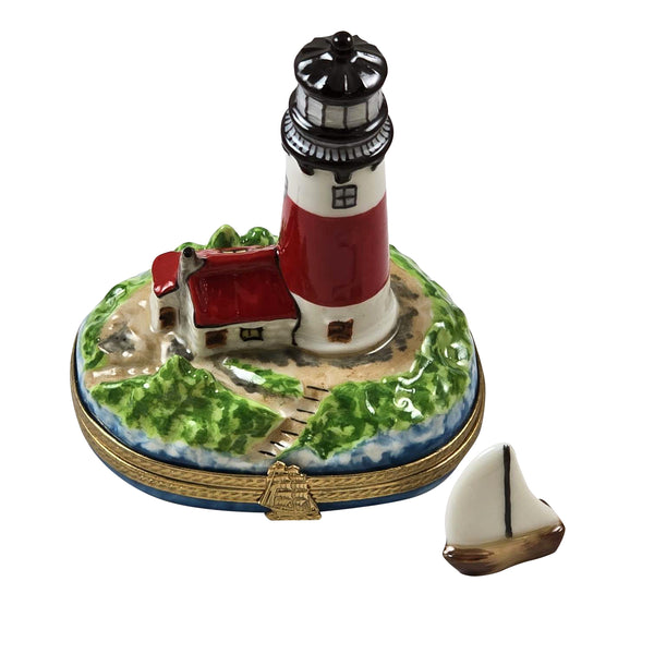Load image into Gallery viewer, Rochard "Lighthouse with Boat" Limoges Box